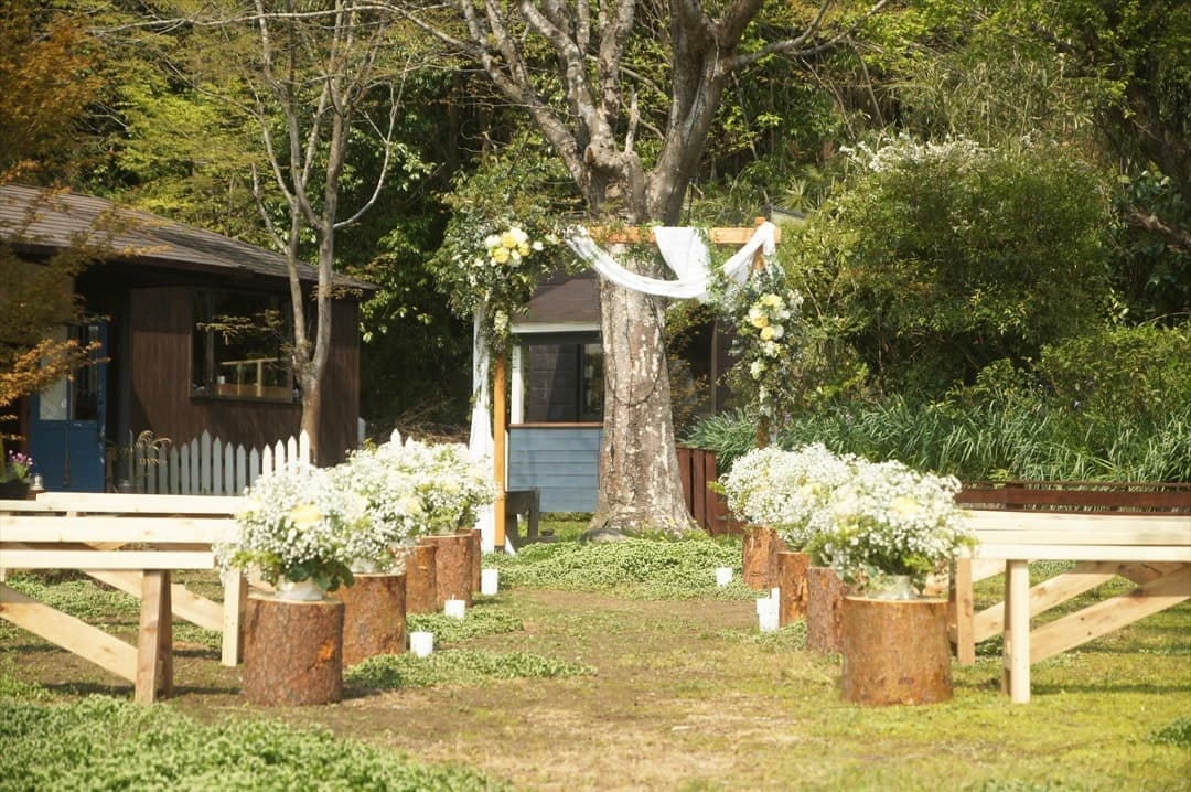 茨城・大子、お洒落カフェ&ゲストハウス、咲くカフェのガーデンウェディング。garden wedding。