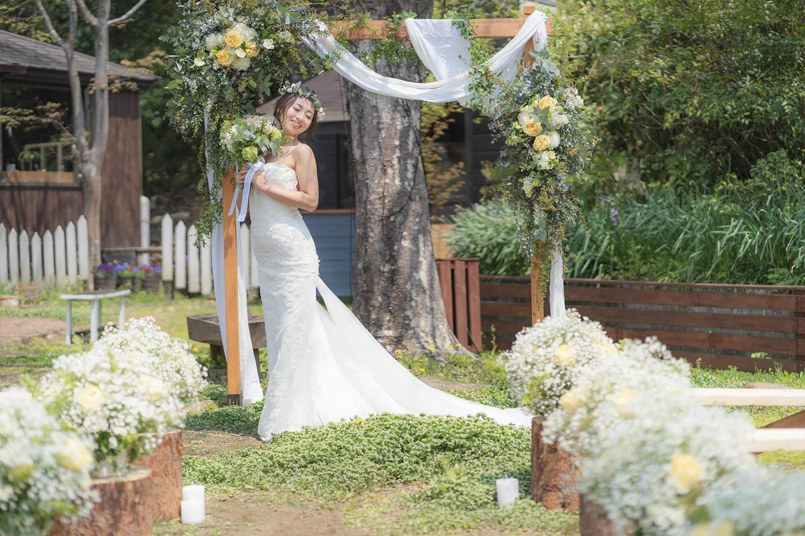茨城・大子、お洒落カフェ＆ゲストハウス、咲くカフェのガーデンウェディング。garden wedding。