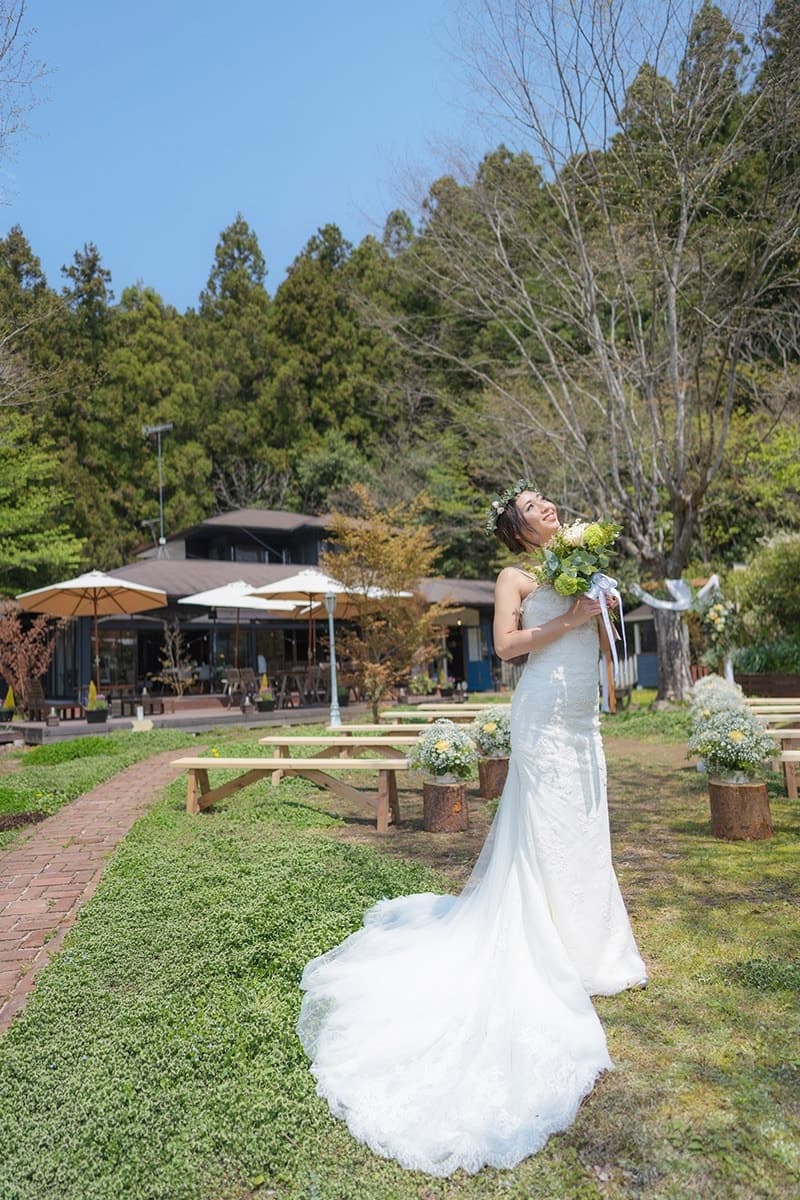 茨城・大子、お洒落カフェ＆ゲストハウス、咲くカフェのガーデンウェディング。garden wedding。